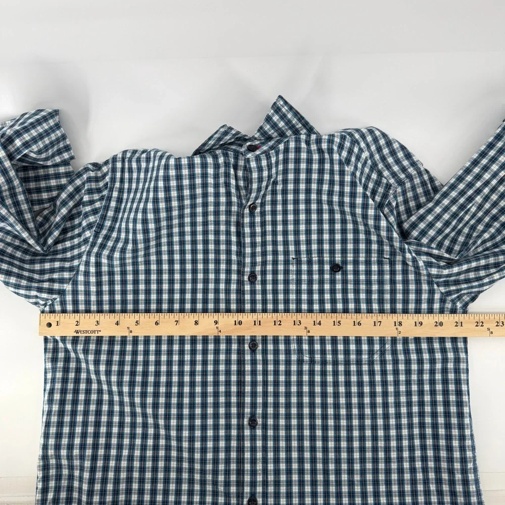 The North Face Plaid Button Down Shirt Mens M Blue White Long Sleeve Pocket